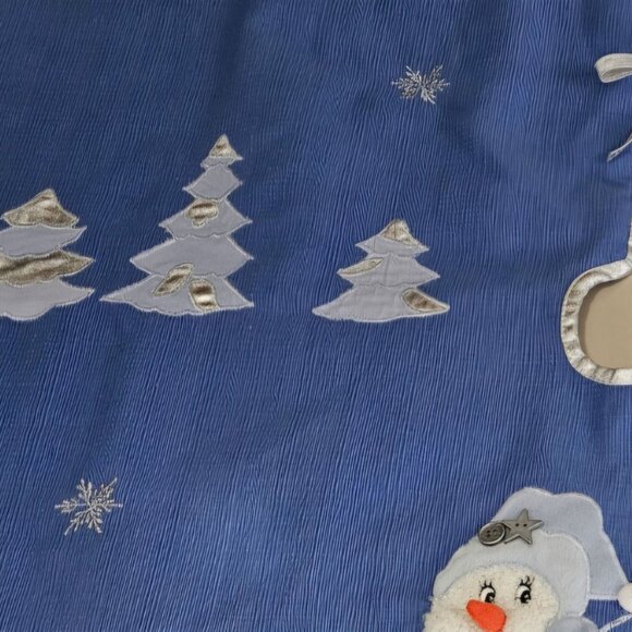 Snow Buddies Tree Skirt 1995 Christmas vtg Pottery Barn 40" blue holiday season - Picture 12 of 14